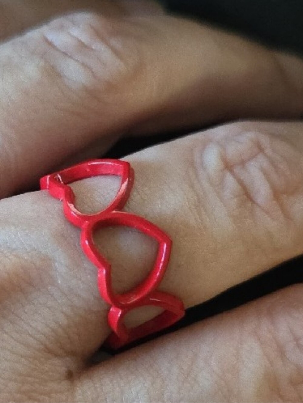 Red Heart Link Resin Ring - Women Jewelry Size 7 Adjustable